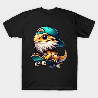 Cute Skateboarding Bearded Dragon T-Shirt